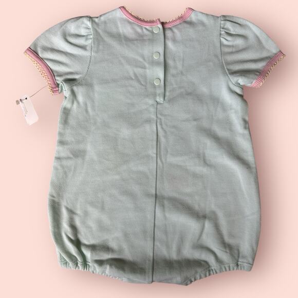 Vtg Bubble Romper Baby Girls 9 Months Pastel Green Pink NWT NOS Ruffle 90s - Picture 3 of 3